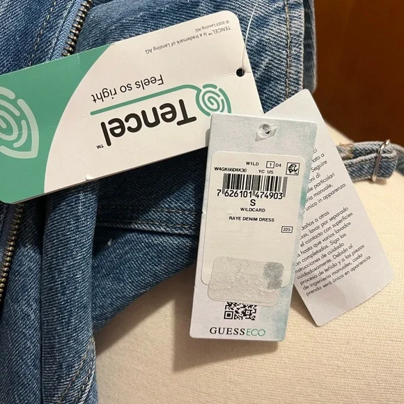 Guess Women’s Raye Zip Front Blue Denim Dress. Size S NWT. - Picture 10 of 11